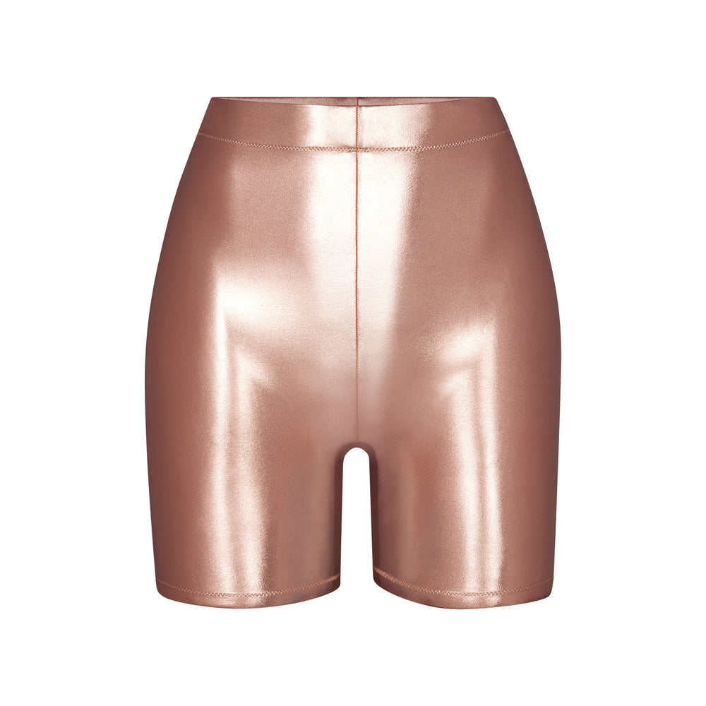 Skims METALLIC SWIM MID WAIST SHORT Cover-ups Roze Goud | FQN-632091