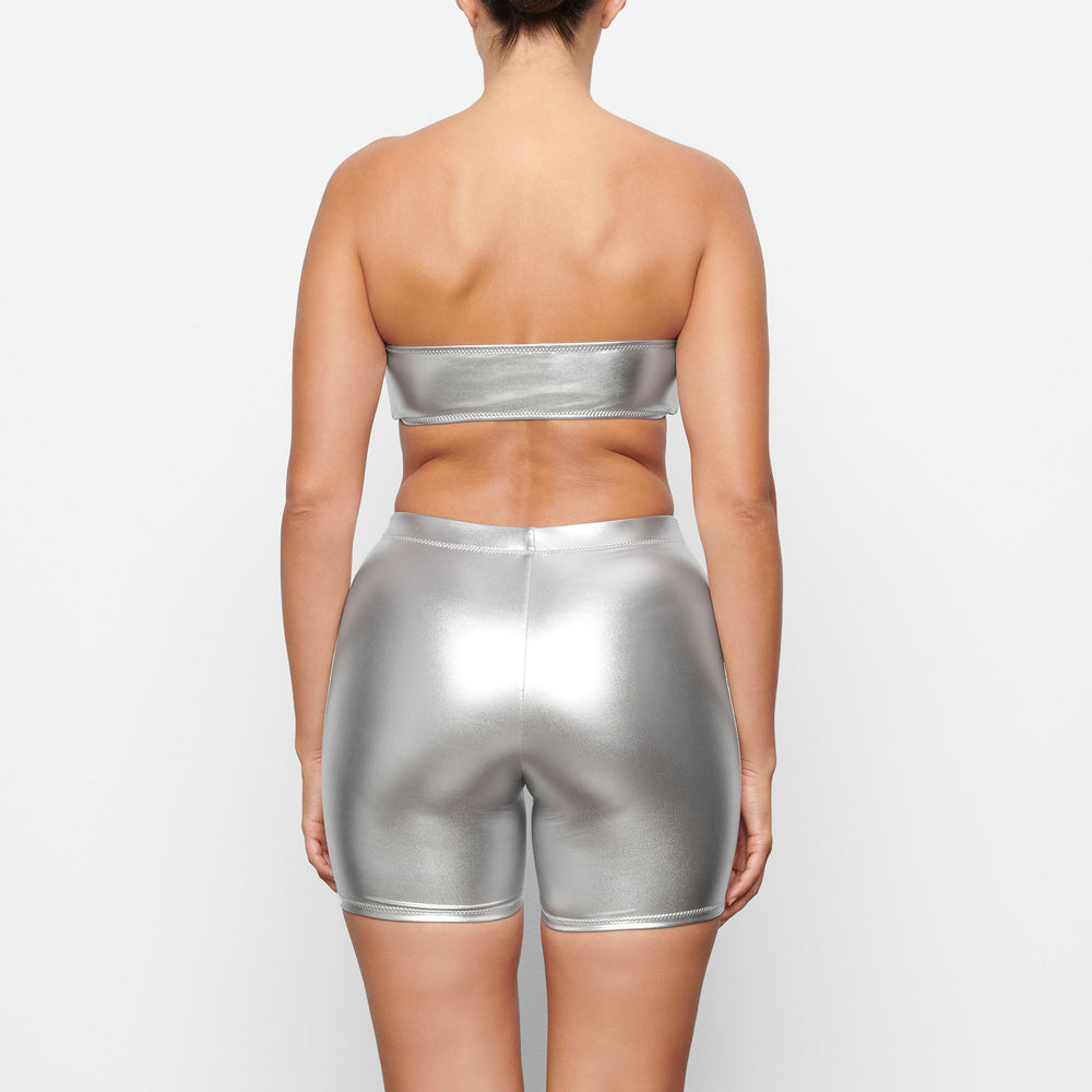 Skims METALLIC SWIM MID WAIST SHORT Cover-ups Grijs | OVD-286910