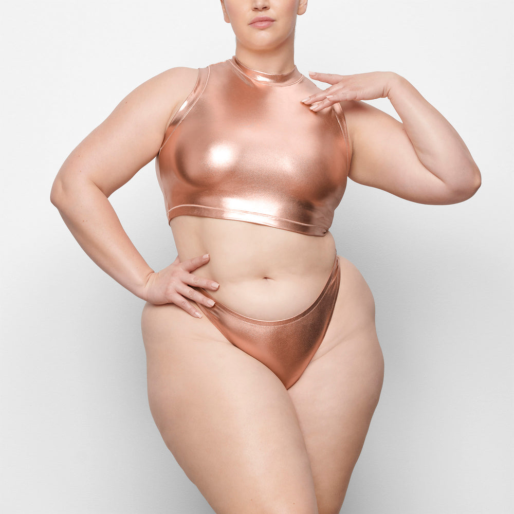 Skims METALLIC SWIM MOCK NECK TANK Two Pieces Roze Goud | QRL-067913