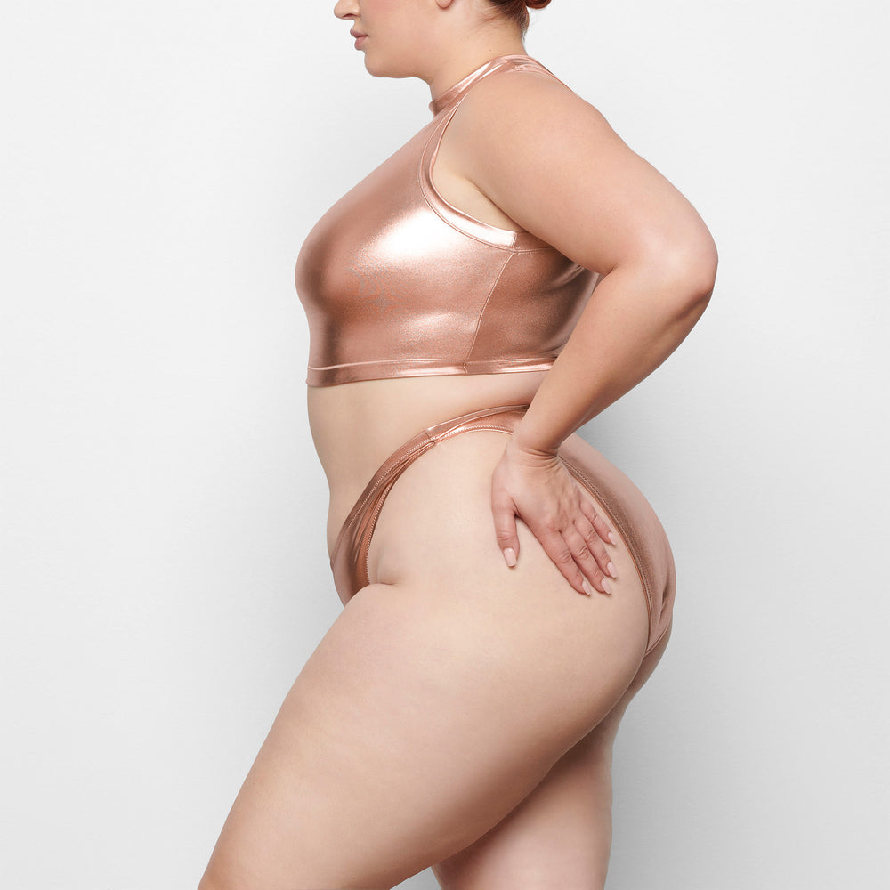 Skims METALLIC SWIM MOCK NECK TANK Two Pieces Roze Goud | QRL-067913