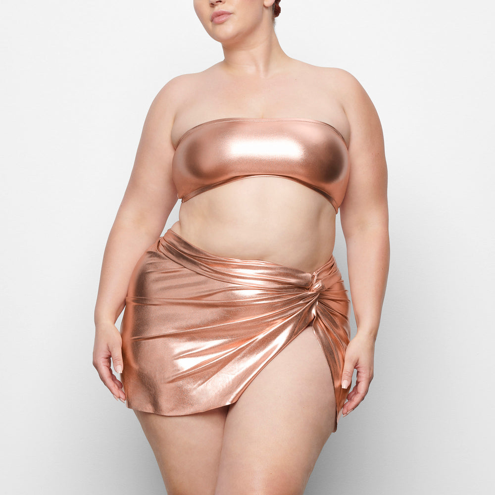 Skims METALLIC SWIM SARONG MINI SKIRT Two Pieces Roze Goud | MKR-915276