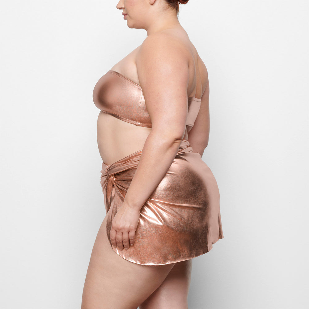 Skims METALLIC SWIM SARONG MINI SKIRT Two Pieces Roze Goud | MKR-915276