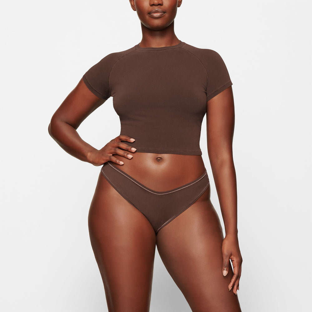 Skims NEW VINTAGE CROPPED RAGLAN T-shirt Chocola | CGH-618493