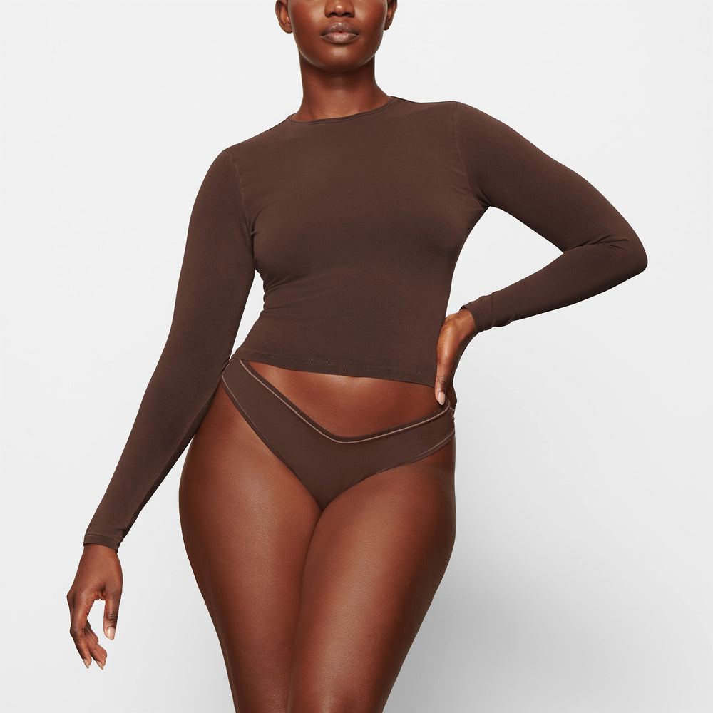 Skims NEW VINTAGE LONG SLEEVE T-shirt Chocola | AZG-079215