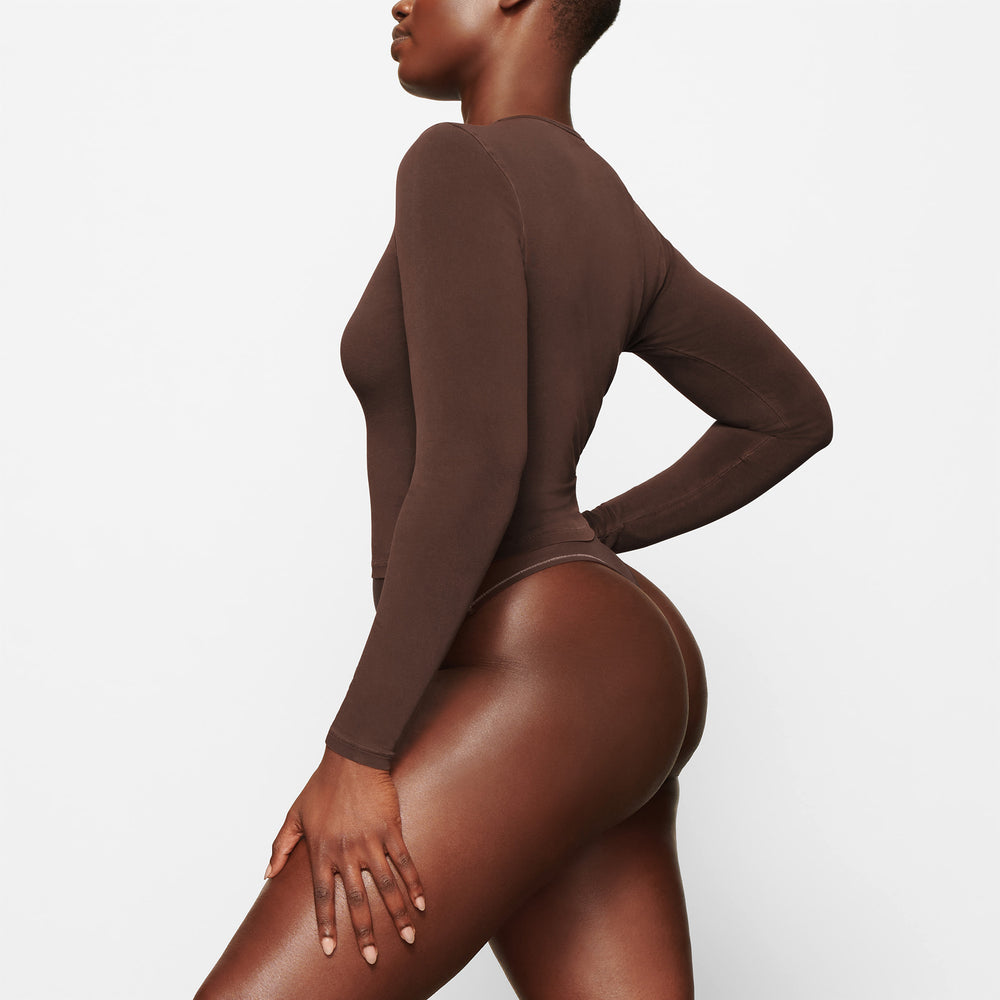 Skims NEW VINTAGE LONG SLEEVE T-shirt Chocola | AZG-079215