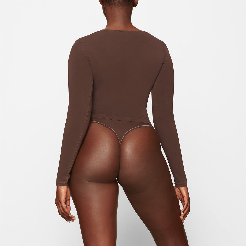 Skims NEW VINTAGE SCOOP LONG SLEEVE T-shirt Chocola | HLD-305618