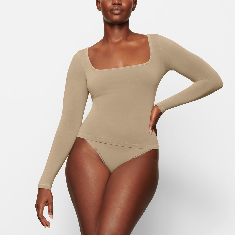 Skims NEW VINTAGE SCOOP LONG SLEEVE T-shirt Abrikoos | SYU-930618