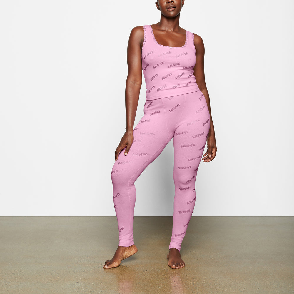 Skims RHINESTONE LOGO POINTELLE Leggings Roze | XPQ-378964