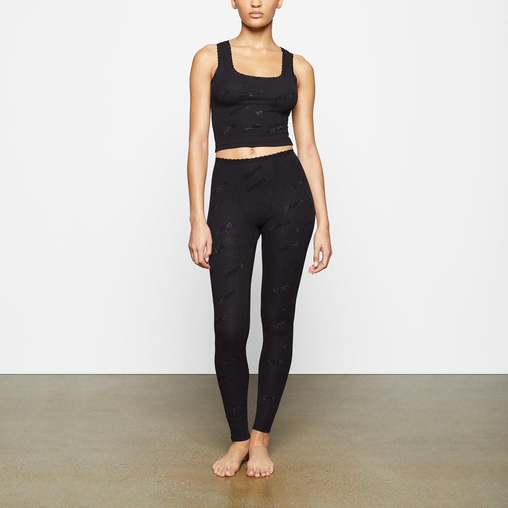 Skims RHINESTONE LOGO POINTELL Leggings Zwart | YQN-203567