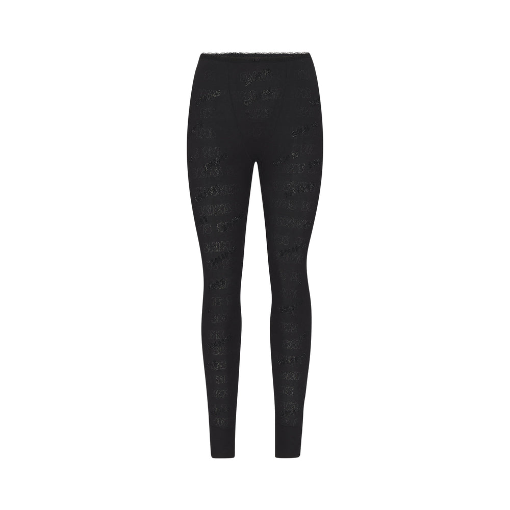 Skims RHINESTONE LOGO POINTELL Leggings Zwart | YQN-203567