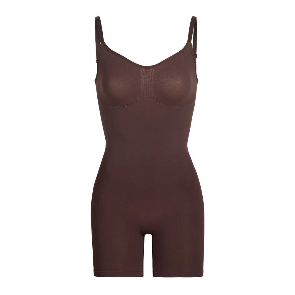 Skims SCULPTING BODYSUIT MID THIGH W. OPEN GUSSET Bodysuit Chocola | PXO-917358