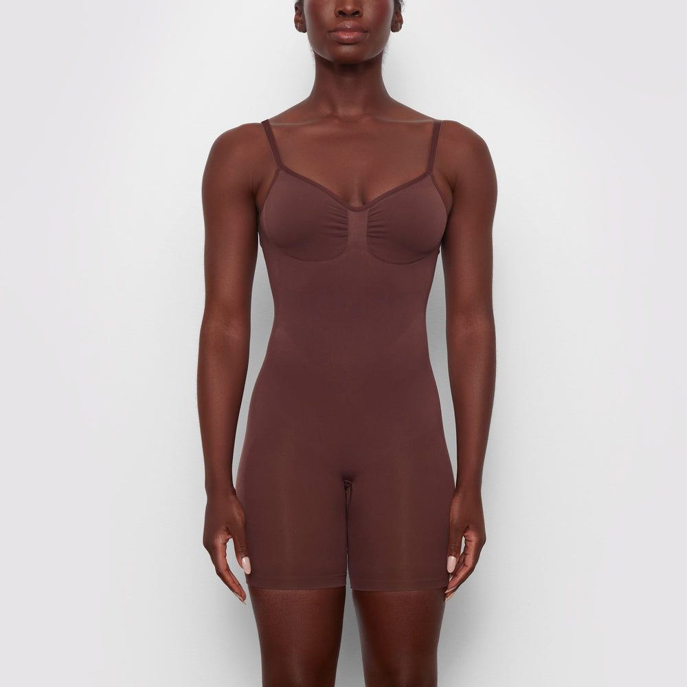 Skims SEAMLESS SCULPT MID THIGH Low Back Bodysuit Chocola | IPS-147320