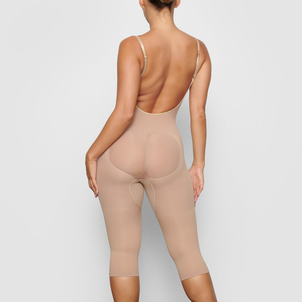 Skims SEAMLESS SCULPT WITH HOSIERY LEG Low Back Bodysuit Beige | MXW-516239