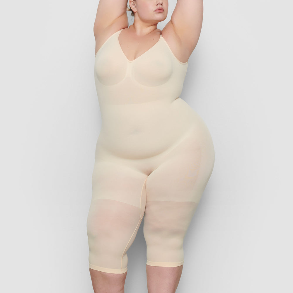 Skims SEAMLESS SCULPT WITH HOSIERY LEG Low Back Bodysuit Bruin | NWF-617850