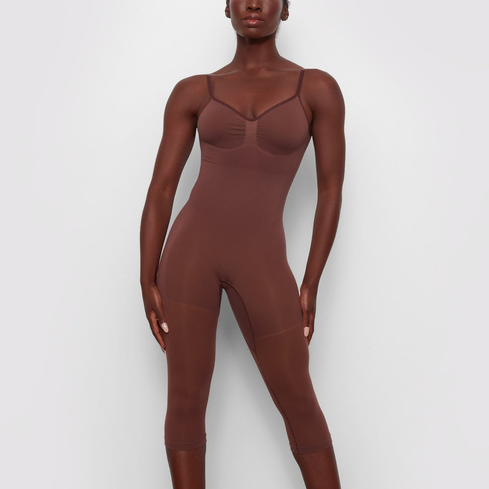 Skims SEAMLESS SCULPT WITH HOSIERY LEG Low Back Bodysuit Chocola | VEU-978142