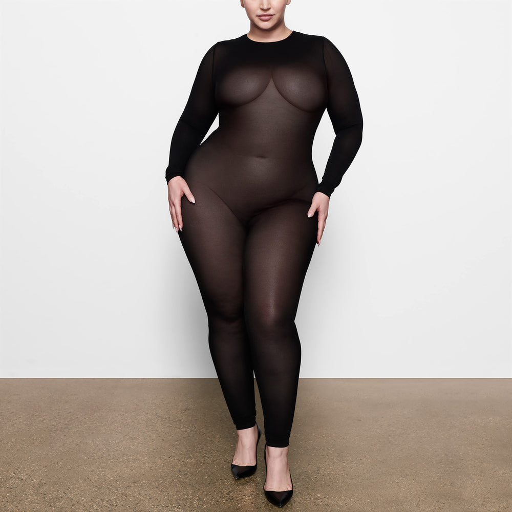 Skims SHEER SCULPT CATSUIT Bodysuit Zwart | WYV-780135