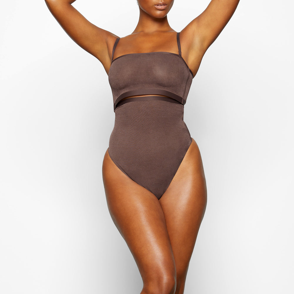 Skims SHEER SCULPT HIGH WAIST Thong Chocola | DOZ-578063