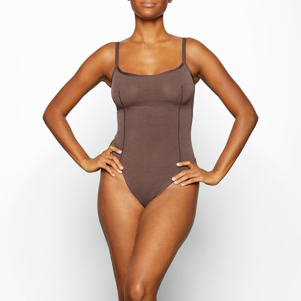 Skims SHEER SCULPT THONG Bodysuit Chocola | BCH-607194