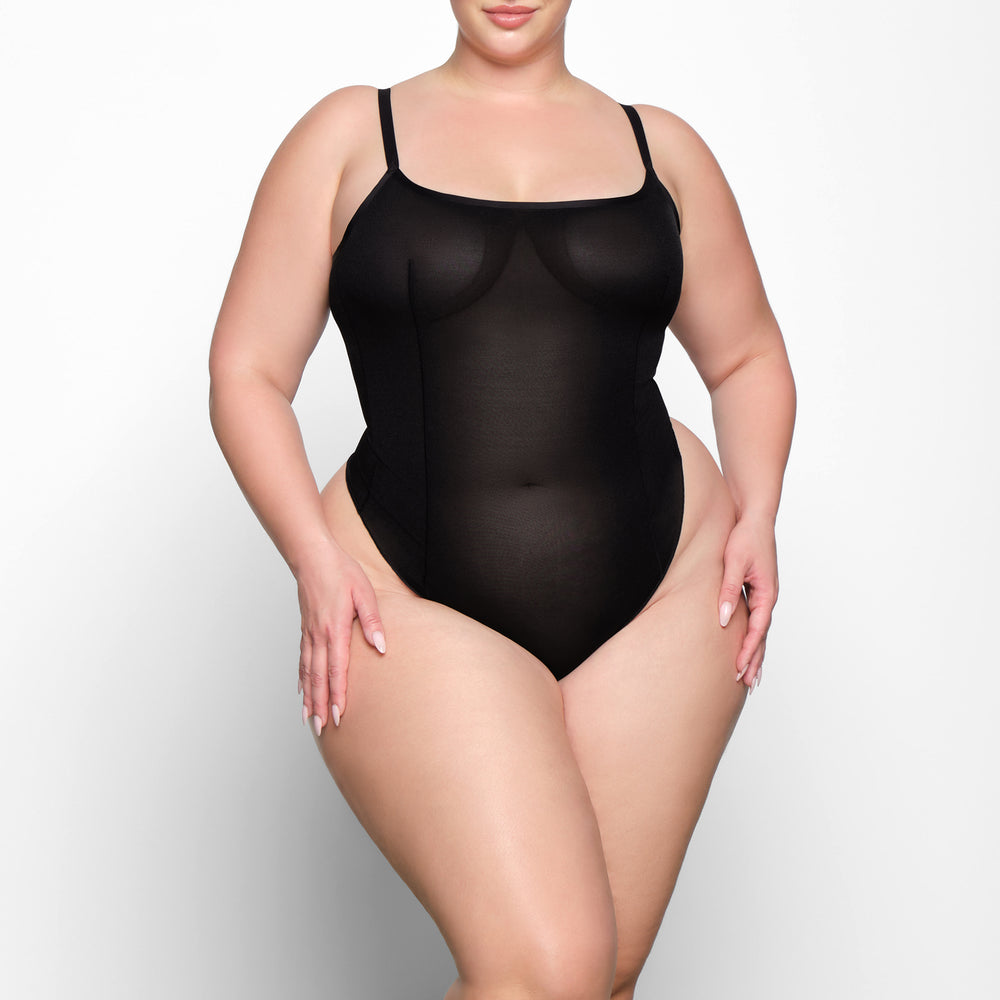Skims SHEER SCULPT THONG Bodysuit Zwart | LOY-190728