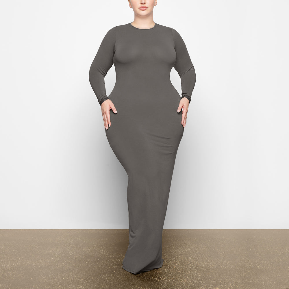 Skims SMOOTH LOUNGE CREW NECK LONG SLEEVE Dress Diepgrijs | GXQ-436521