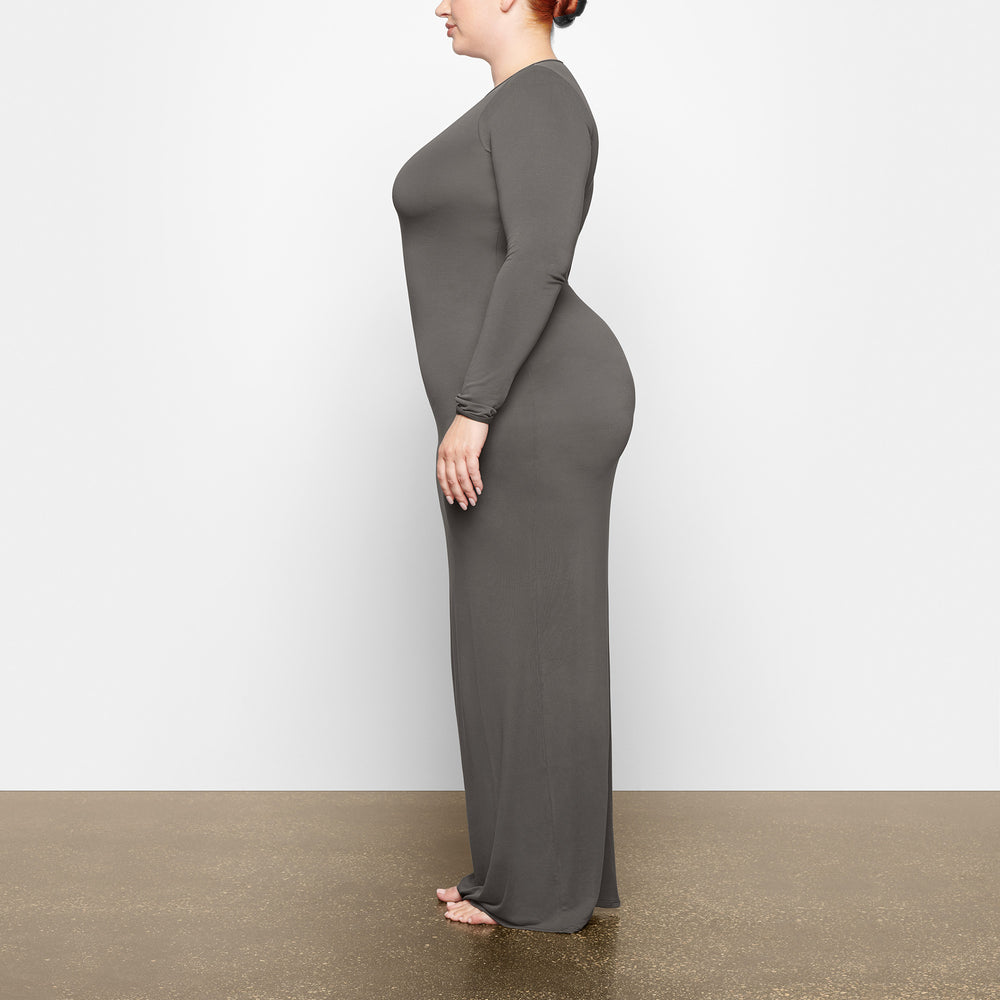 Skims SMOOTH LOUNGE CREW NECK LONG SLEEVE Dress Diepgrijs | GXQ-436521
