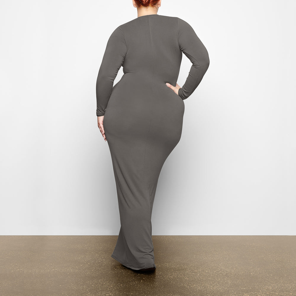 Skims SMOOTH LOUNGE CREW NECK LONG SLEEVE Dress Diepgrijs | GXQ-436521