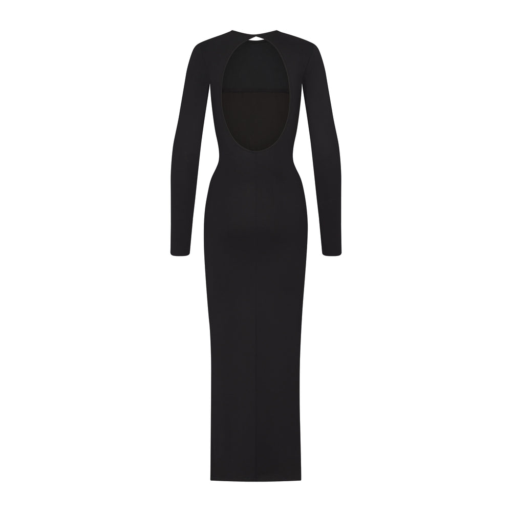 Skims SMOOTH LOUNGE LONG SLEEVE OPEN BACK Dress Zwart | SMT-014639