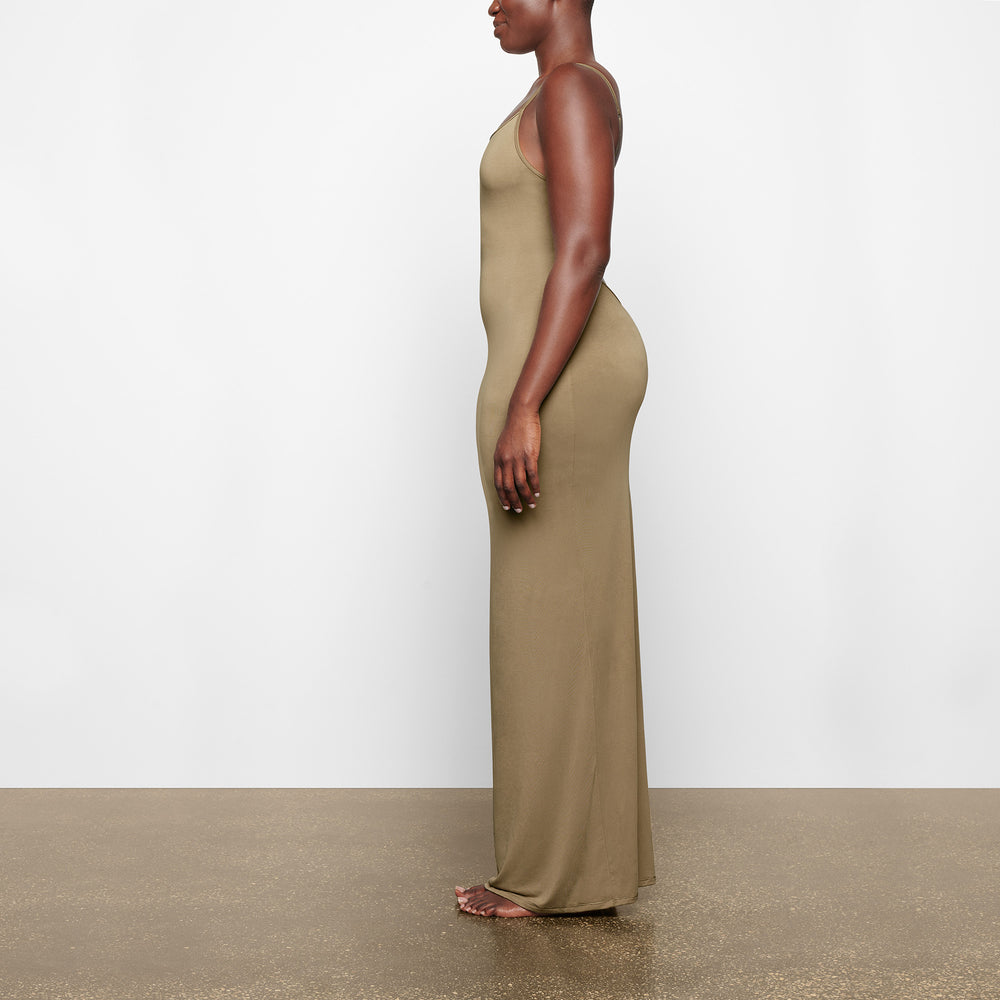 Skims SMOOTH LOUNGE LOW BACK CAMI Dress Khaki | JGW-432597