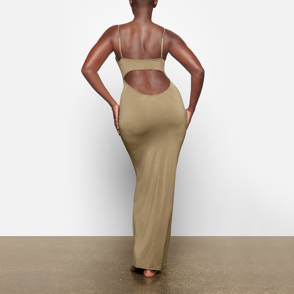Skims SMOOTH LOUNGE LOW BACK CAMI Dress Khaki | JGW-432597