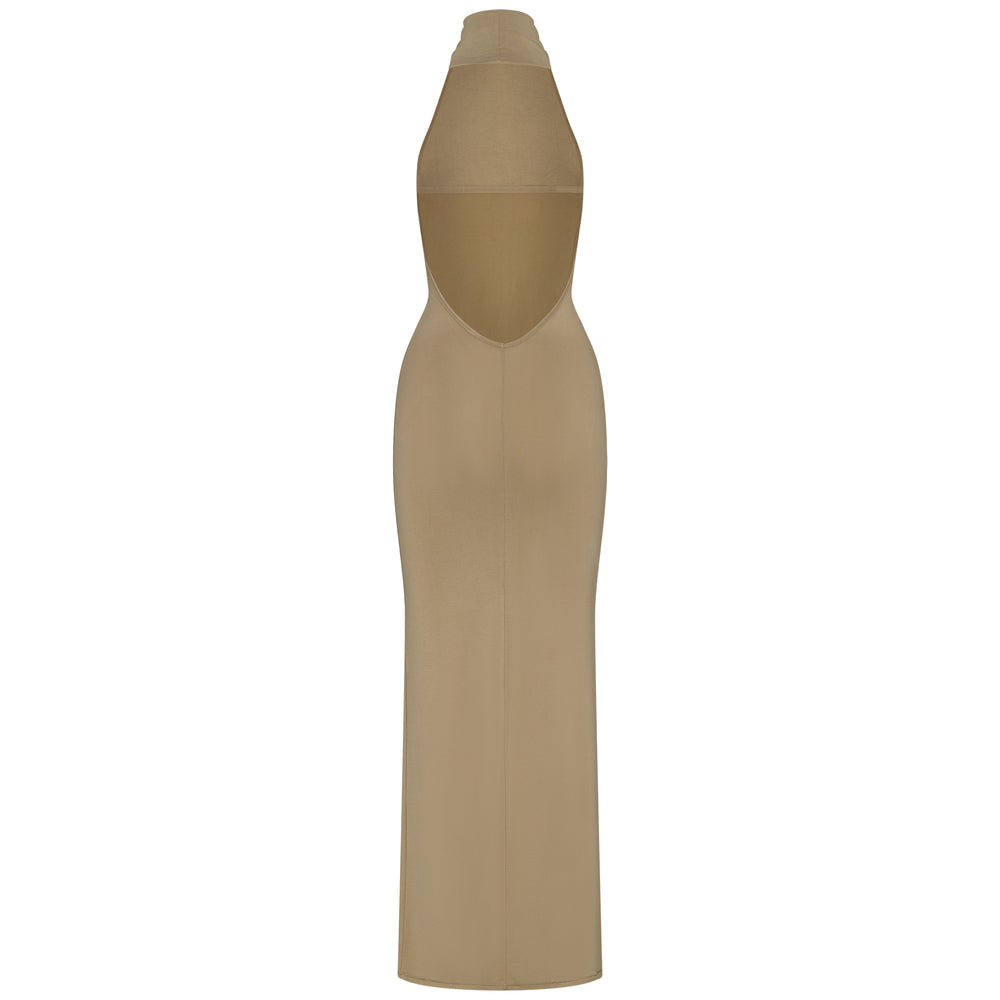 Skims SMOOTH LOUNGE LOW BACK HALTER Dress Khaki | HYA-165942