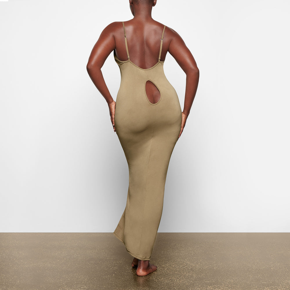 Skims SMOOTH LOUNGE LOW BACK KEYHOLE Dress Khaki | ZJA-758640