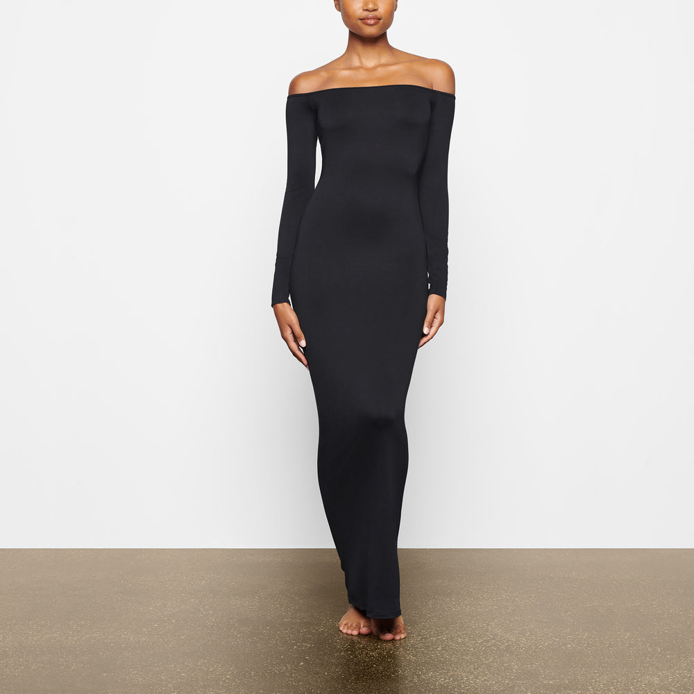 Skims SMOOTH LOUNGE OFF THE SHOULDER Dress Zwart | QNK-087563