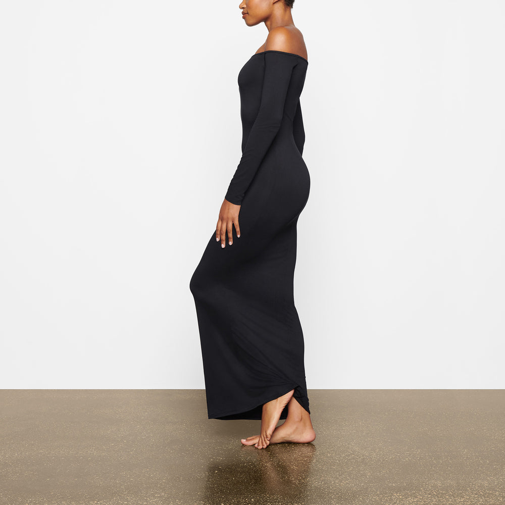 Skims SMOOTH LOUNGE OFF THE SHOULDER Dress Zwart | QNK-087563