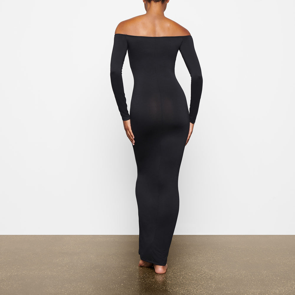 Skims SMOOTH LOUNGE OFF THE SHOULDER Dress Zwart | QNK-087563
