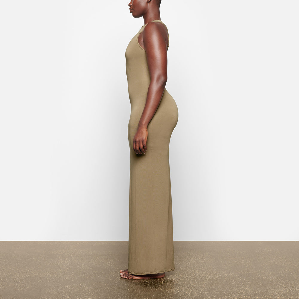 Skims SMOOTH LOUNGE OPEN RACERBACK Dress Khaki | XID-580436