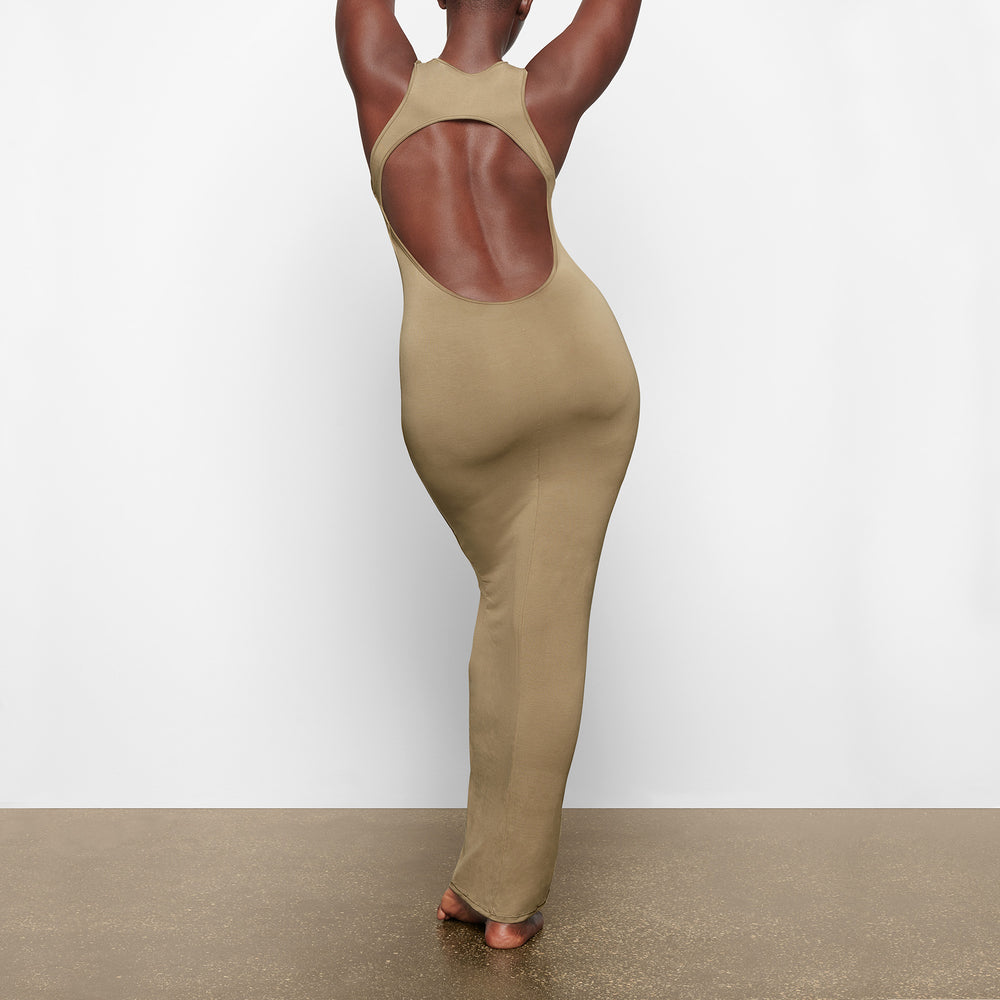 Skims SMOOTH LOUNGE OPEN RACERBACK Dress Khaki | XID-580436