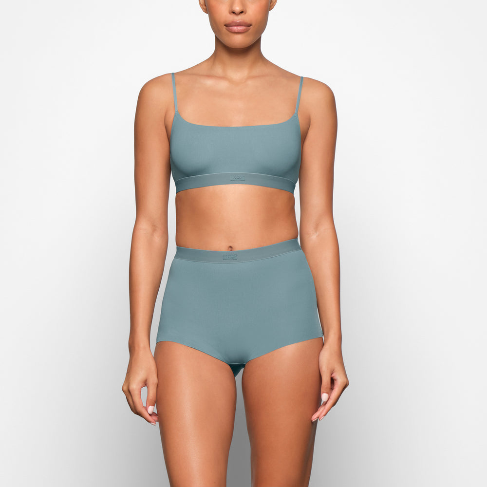 Skims SMOOTH RIB Boy Short Blauw | JEG-458170
