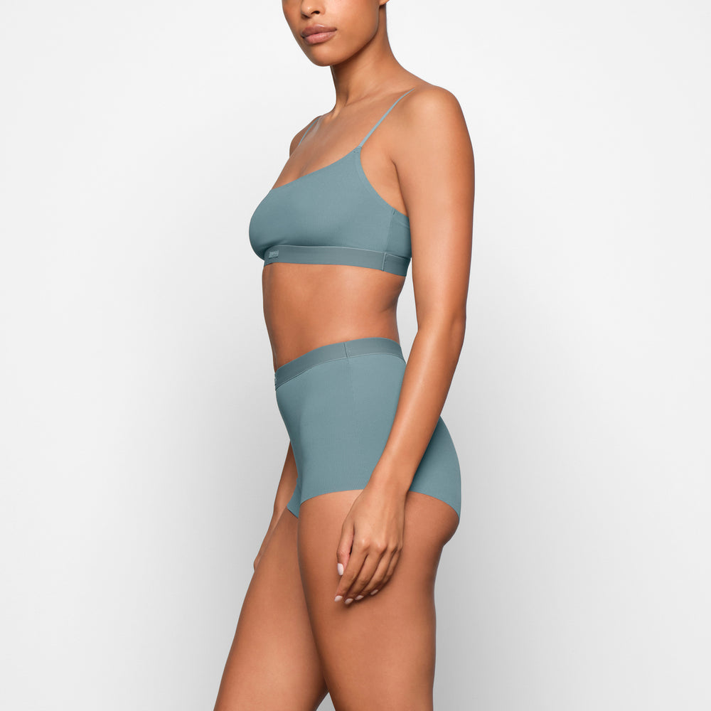 Skims SMOOTH RIB Boy Short Blauw | JEG-458170
