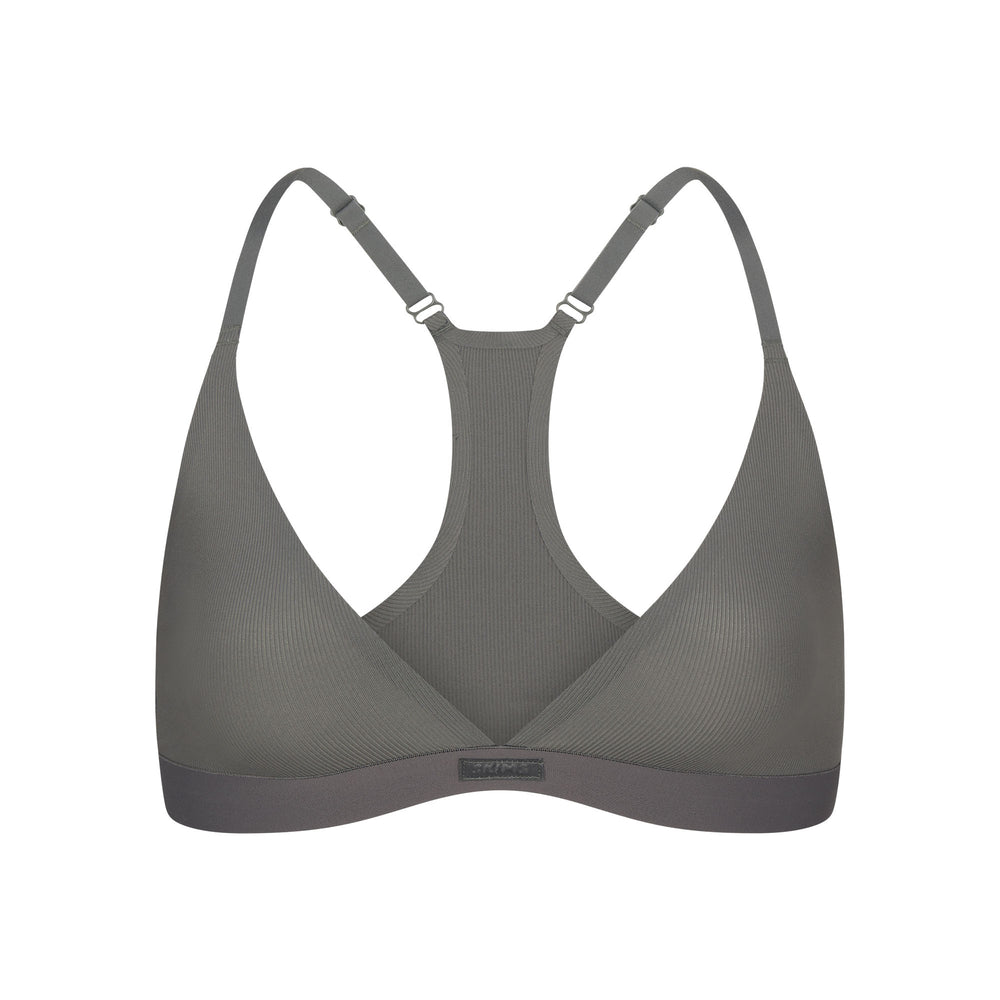 Skims SMOOTH RIB RACERBACK TRIANGLE Bralette Diepgrijs | DOX-361928