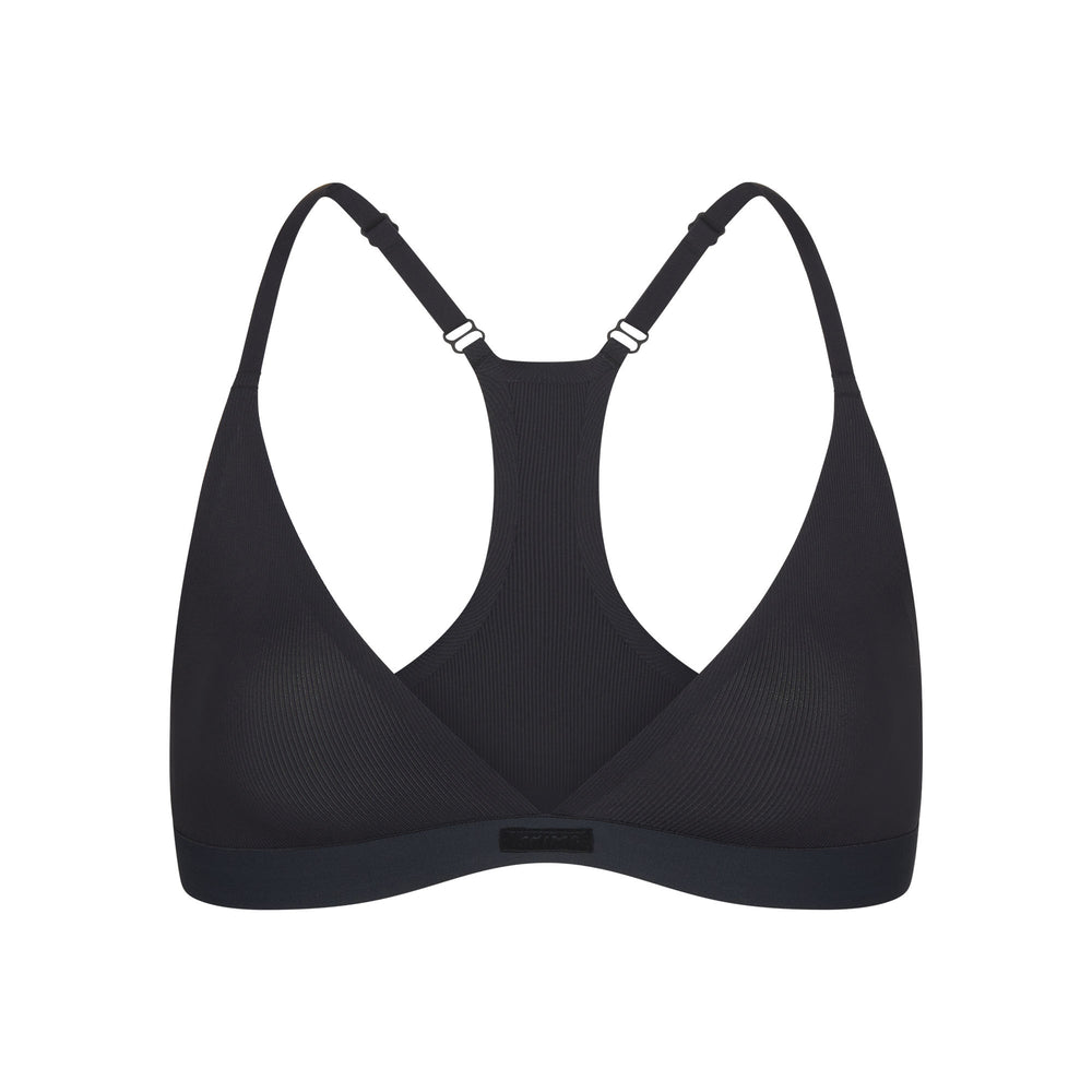 Skims SMOOTH RIB RACERBACK TRIANGLE Bralette Zwart | XNU-015698