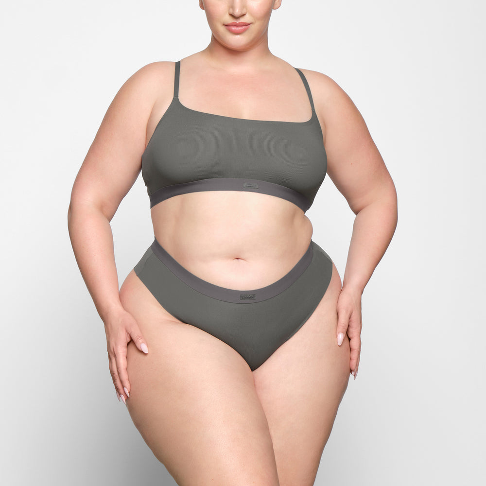 Skims SMOOTH RIB SCOOP NECK Bralette Diepgrijs | QWA-398725