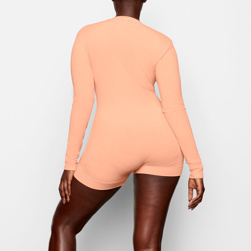 Skims SOFT LOUNGE BUTTON UP HENLEY Onesie Oranje | ZGB-249560