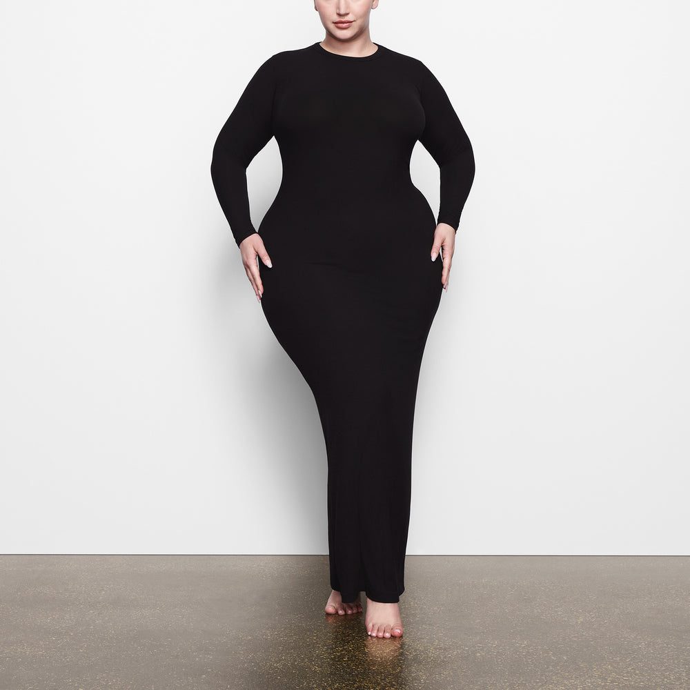 Skims SOFT LOUNGE CREW NECK LONG Dress Zwart | WKN-694853