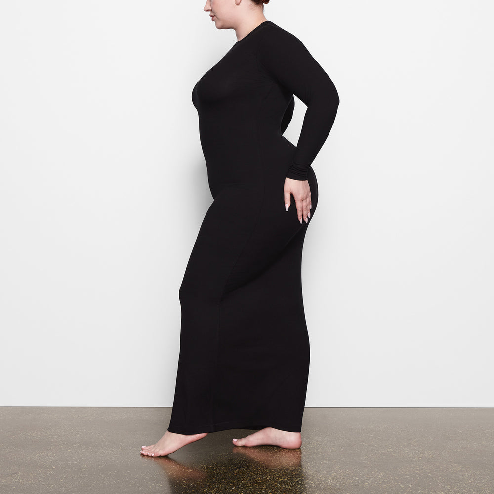 Skims SOFT LOUNGE CREW NECK LONG Dress Zwart | WKN-694853