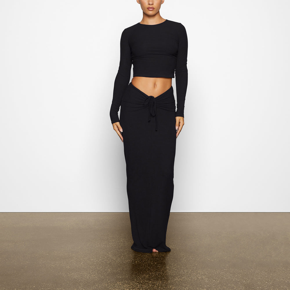Skims SOFT LOUNGE LONG SLEEVE CROP TOP T-shirt Zwart | DBC-591678