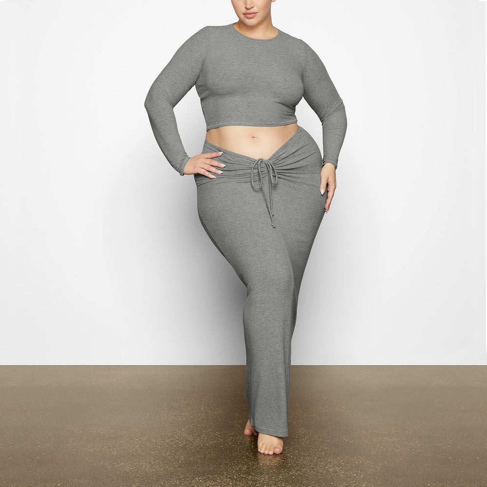 Skims SOFT LOUNGE LONG SLEEVE CROP TOP T-shirt Grijs | KYX-473059