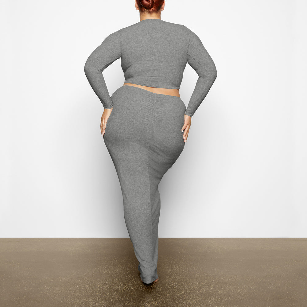 Skims SOFT LOUNGE LONG SLEEVE CROP TOP T-shirt Grijs | KYX-473059