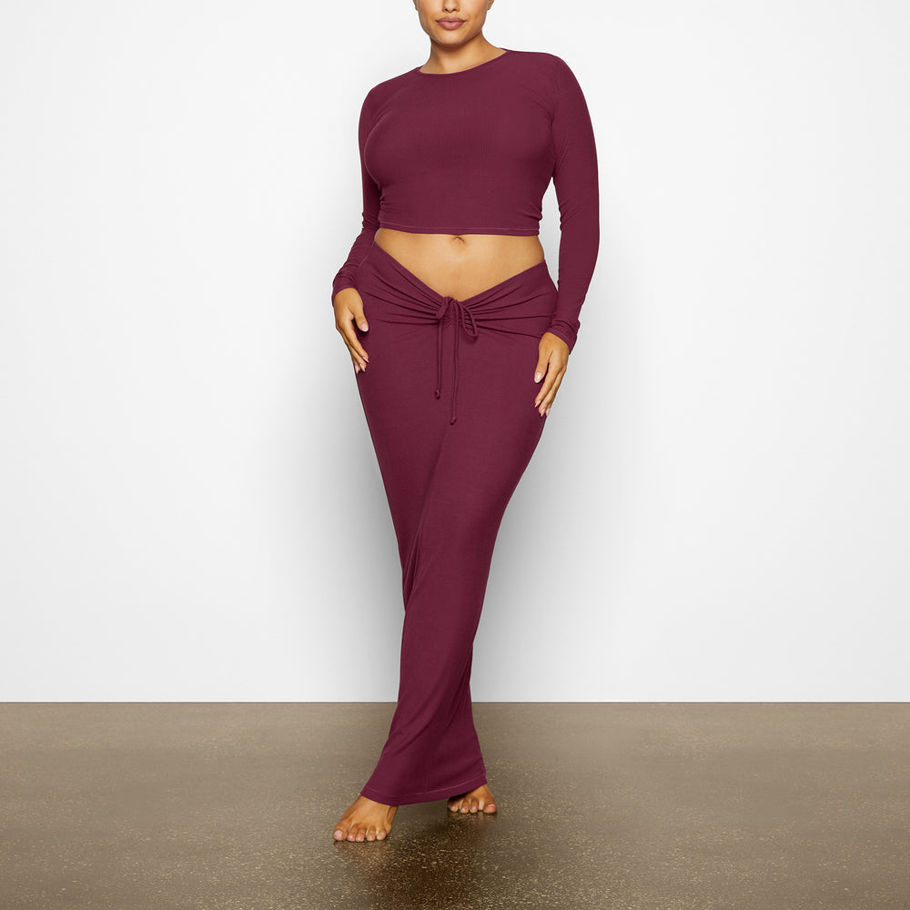 Skims SOFT LOUNGE LONG SLEEVE CROP TOP T-shirt Paars | VHF-176240