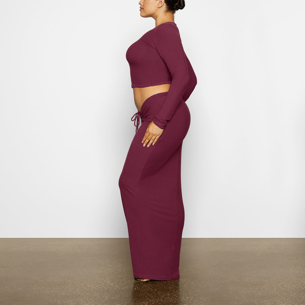 Skims SOFT LOUNGE LONG SLEEVE CROP TOP T-shirt Paars | VHF-176240