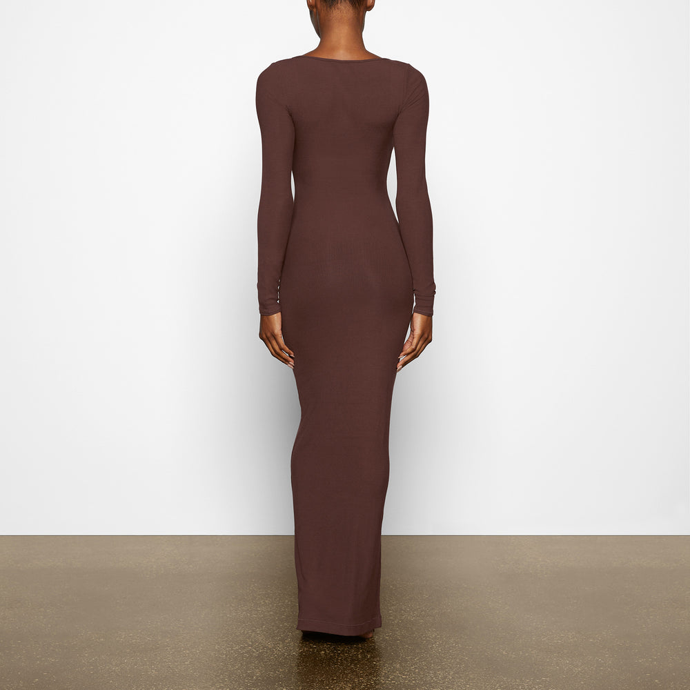 Skims SOFT LOUNGE LONG SLEEVE Dress Chocola | HPV-593816